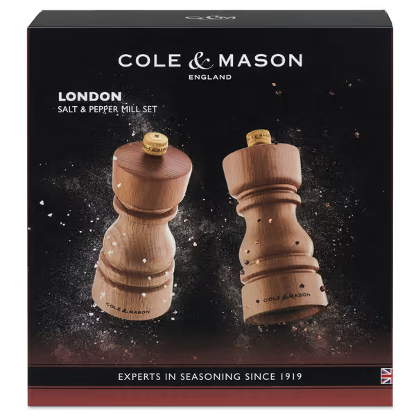 Cole & Mason London Salt & Pepper Shaker Mill Gift Set - Natural Beech - 130mm