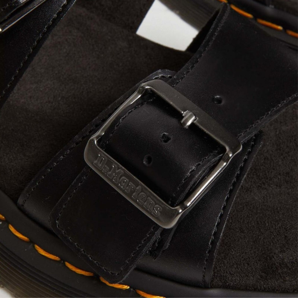 Dr. Martens Josef Analine Leather Slide Sandals Buckle Strap Comfort Footbed in Black