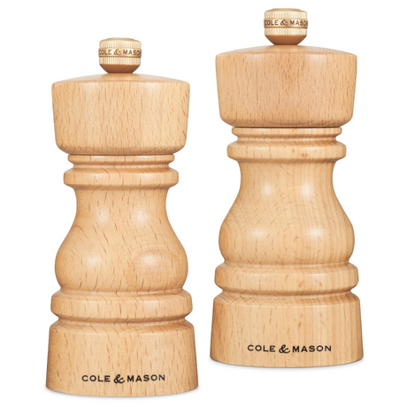Cole & Mason London Salt & Pepper Shaker Mill Gift Set - Natural Beech - 130mm