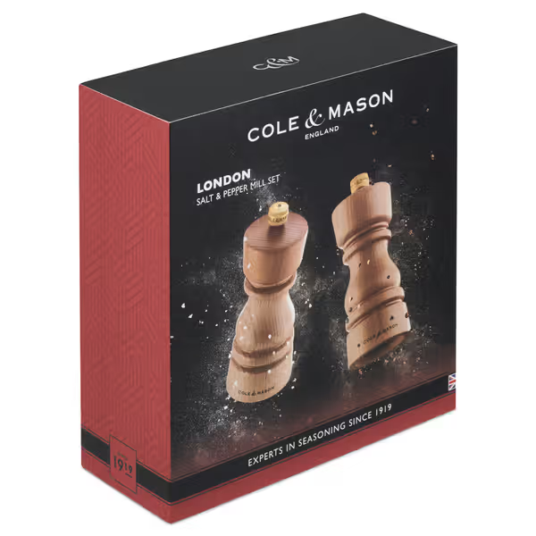 Cole & Mason London Salt & Pepper Shaker Mill Gift Set - Natural Beech - 130mm