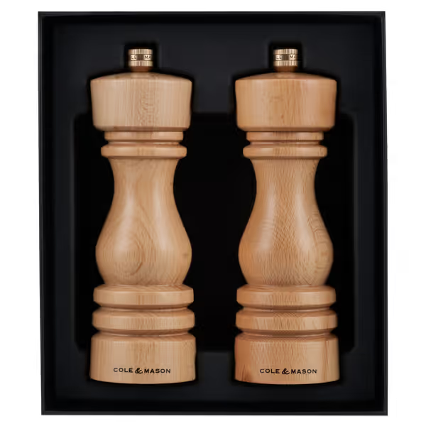 Cole & Mason London Salt & Pepper Shakers Mills Natural Beech Gift Set - 18cm