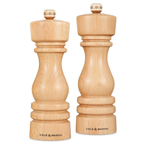 Cole & Mason London Salt & Pepper Shakers Mills Natural Beech Gift Set - 18cm