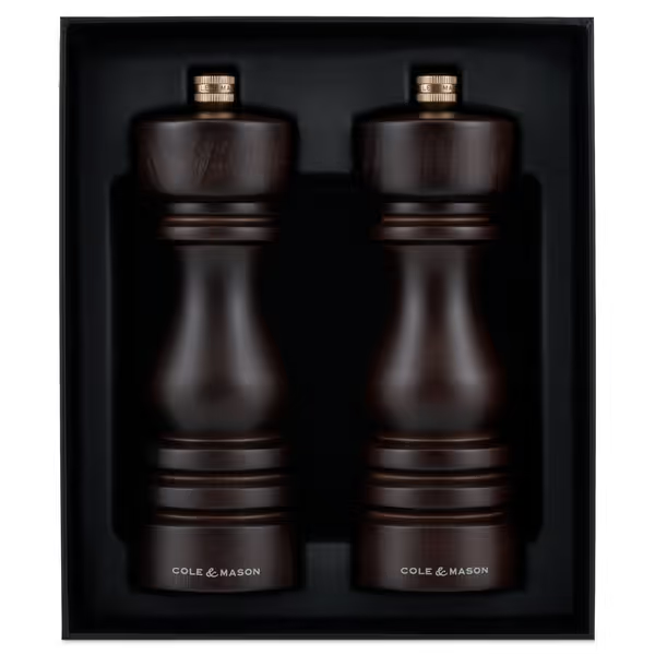Cole & Mason London Salt & Pepper Shakers Mills Chocolate Wood Gift Set - 18cm