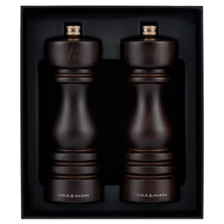Cole & Mason London Salt & Pepper Shakers Mills Chocolate Wood Gift Set - 18cm