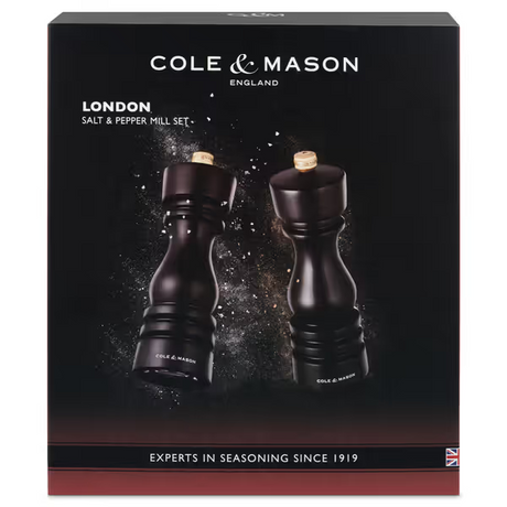 Cole & Mason London Salt & Pepper Shakers Mills Chocolate Wood Gift Set - 18cm