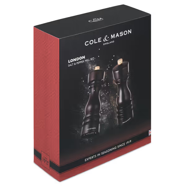 Cole & Mason London Salt & Pepper Shakers Mills Chocolate Wood Gift Set - 18cm