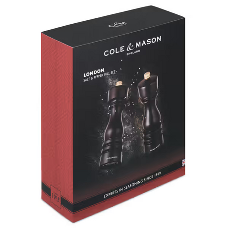 Cole & Mason London Salt & Pepper Shakers Mills Chocolate Wood Gift Set - 18cm