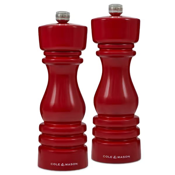 Cole & Mason London Salt & Pepper Shakers Mills Red Gloss Gift Set - 18cm