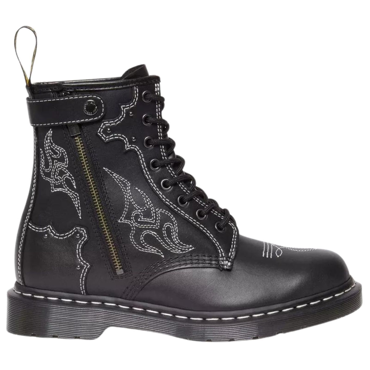 Dr. Martens 1460 Gothic Americana Leather Boots (8 Eye Lace Up) - Wanama Black