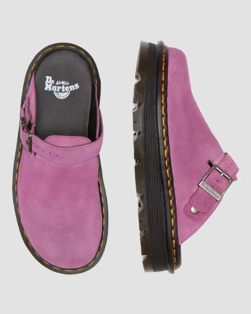 Dr. Martens Zebzag Mule Clog Slide Suede Slip On in Muted Purple