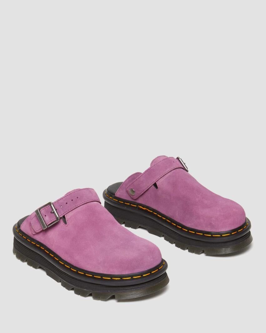 Dr. Martens Zebzag Mule Clog Slide Suede Slip On in Muted Purple