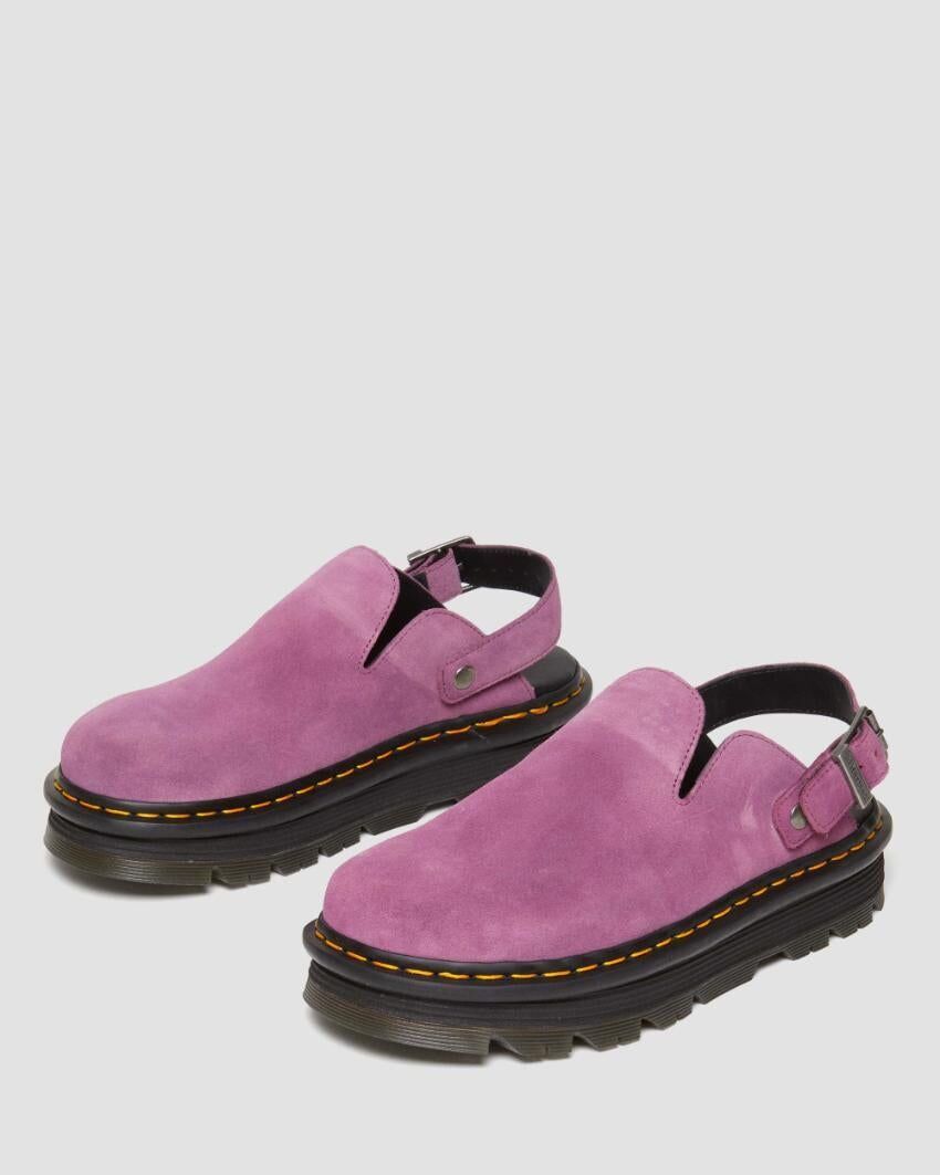 Dr. Martens Zebzag Mule Clog Slide Suede Slip On in Muted Purple