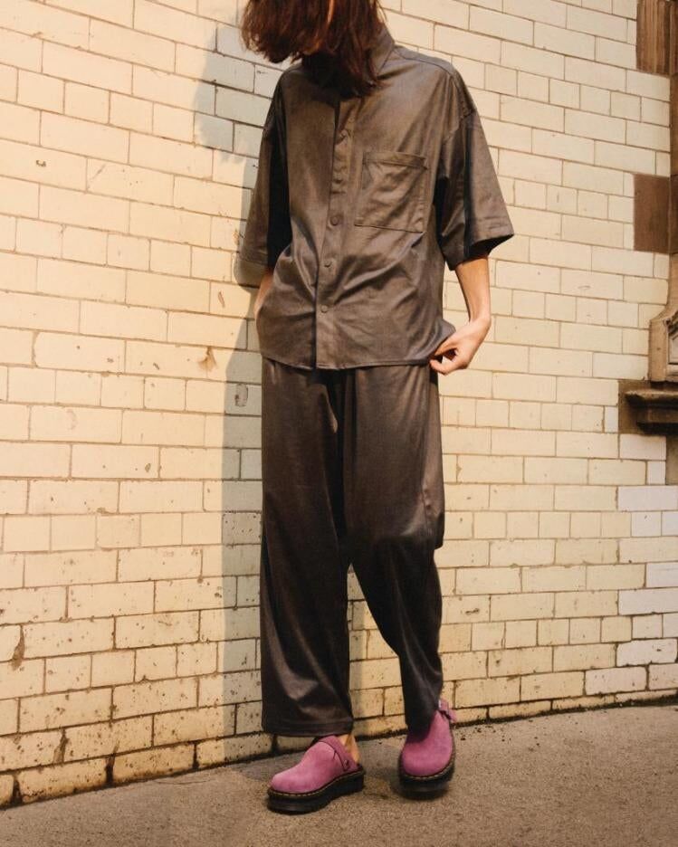 Dr. Martens Zebzag Mule Clog Slide Suede Slip On in Muted Purple