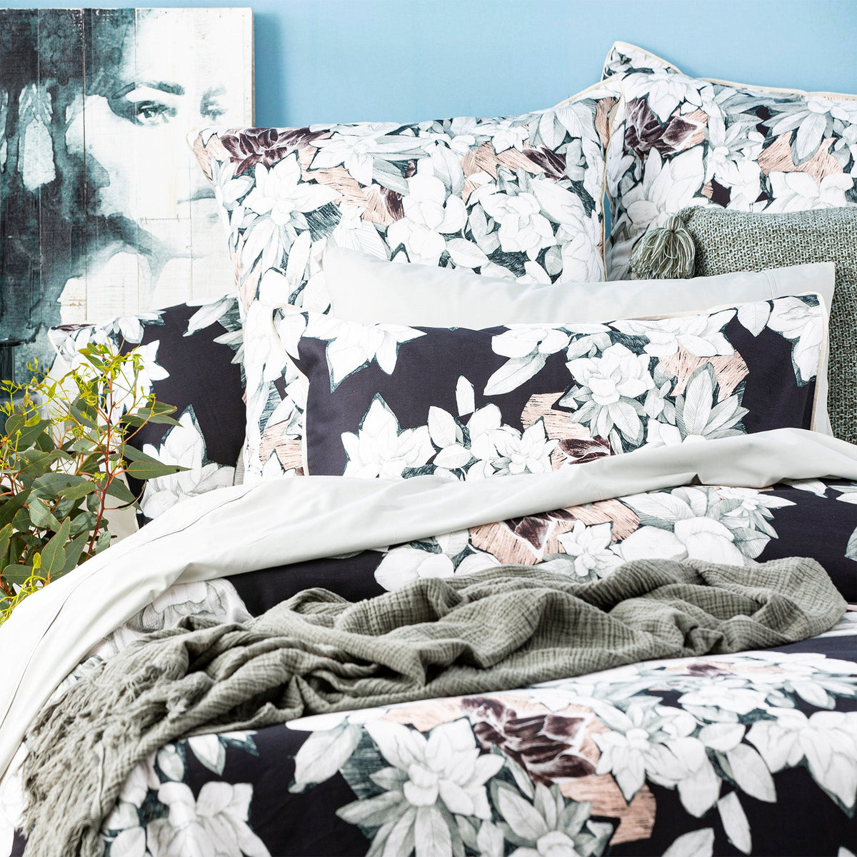 Renee Taylor Ivy 300TC Cotton Reversible Quilt Cover Set (OEKO-TEX Certified)