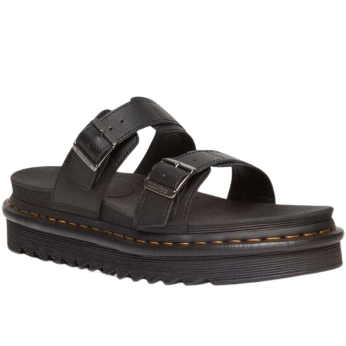 Dr. Martens Myles Sandals Athena Leather Slide Lightweight EVA Sole in Black