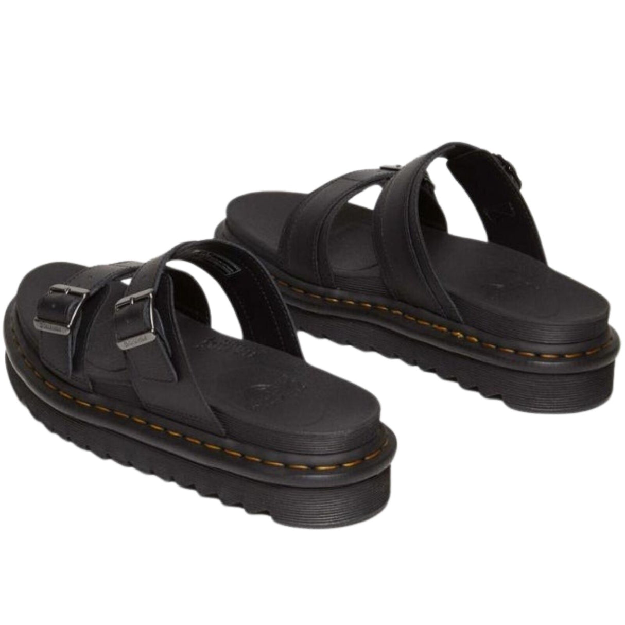 Dr. Martens Myles Sandals Athena Leather Slide Lightweight EVA Sole in Black