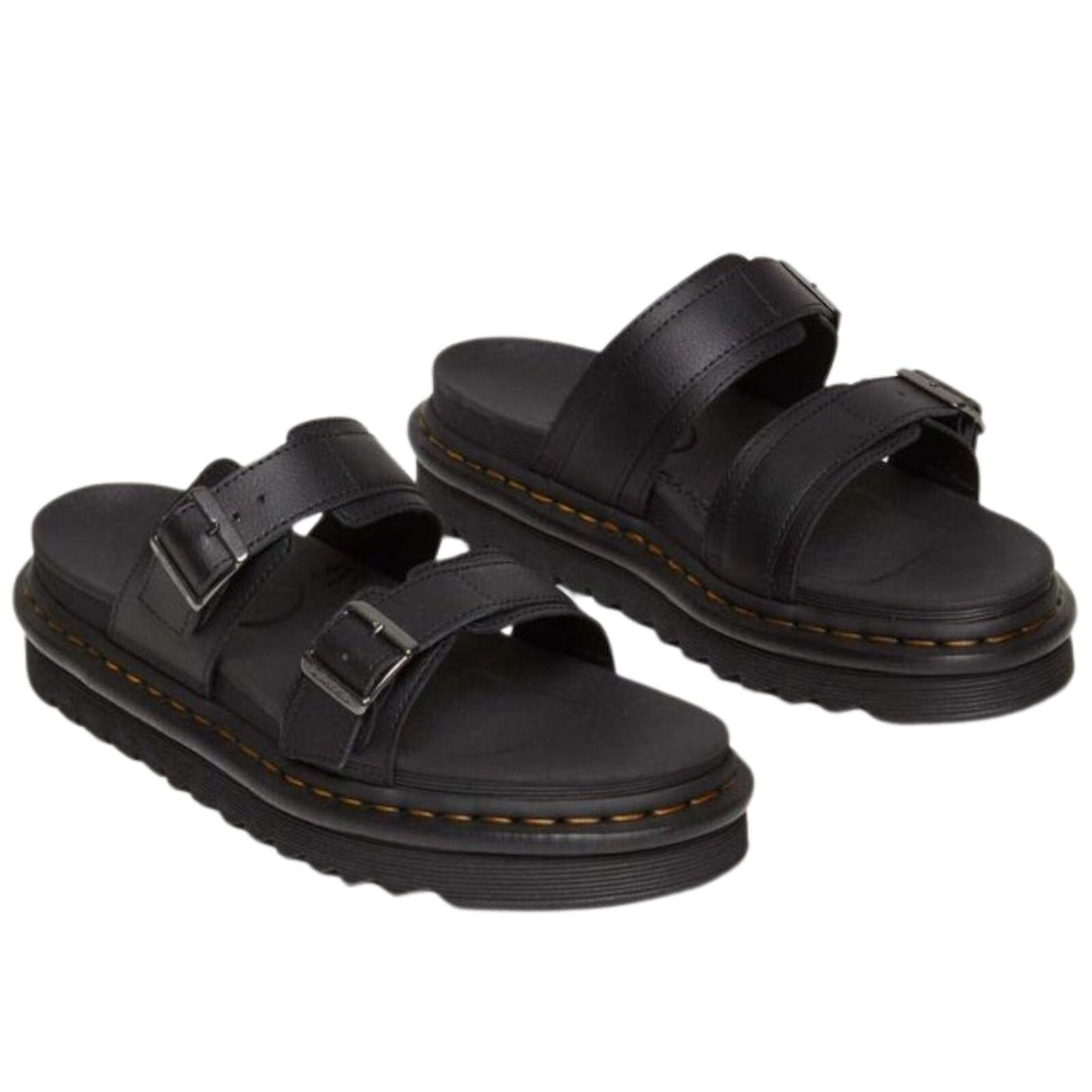Dr. Martens Myles Sandals Athena Leather Slide Lightweight EVA Sole in Black