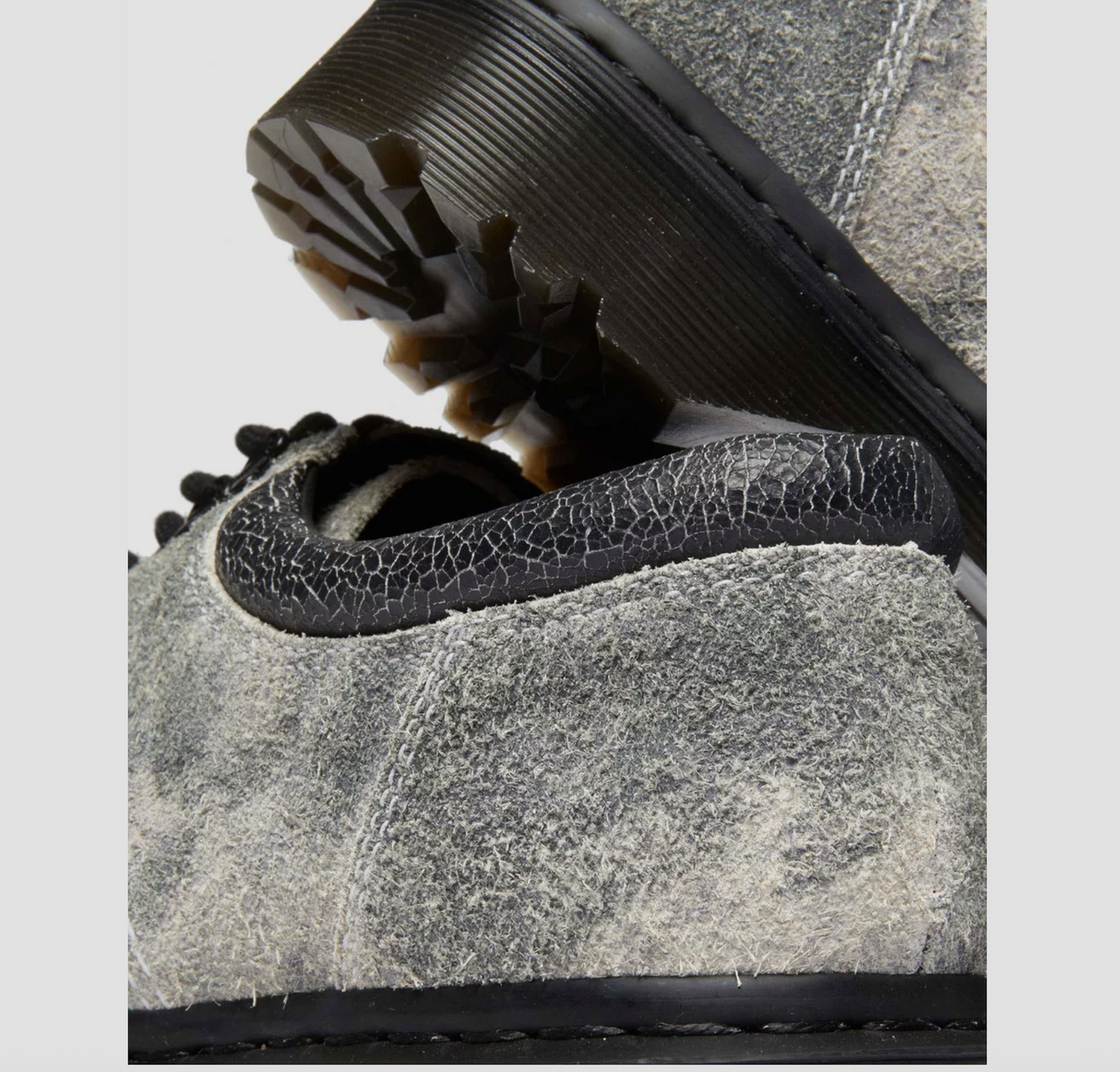 Dr. Martens 8053 5 Eye Stonewashed Hairy Suede Casual Shoes - Black/Grey