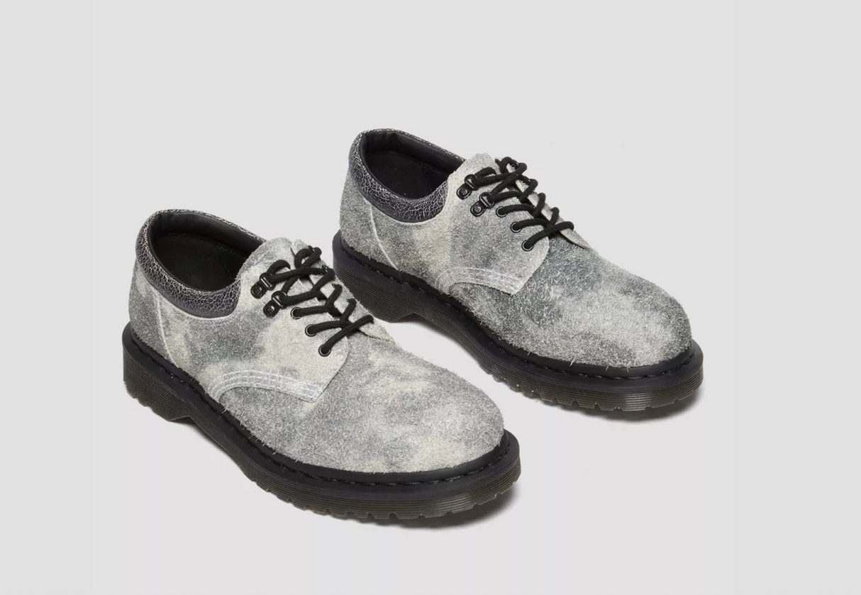 Dr. Martens 8053 5 Eye Stonewashed Hairy Suede Casual Shoes - Black/Grey