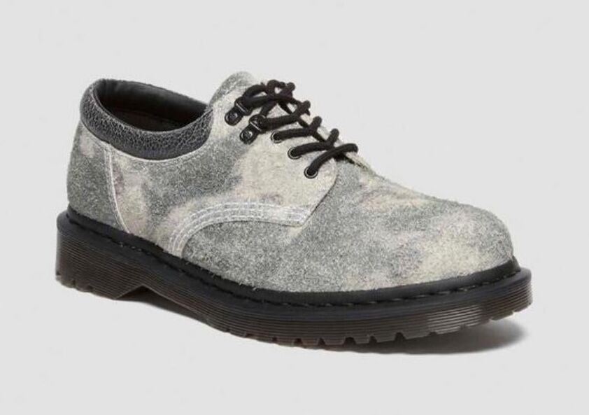 Dr. Martens 8053 5 Eye Stonewashed Hairy Suede Casual Shoes in Black/Grey