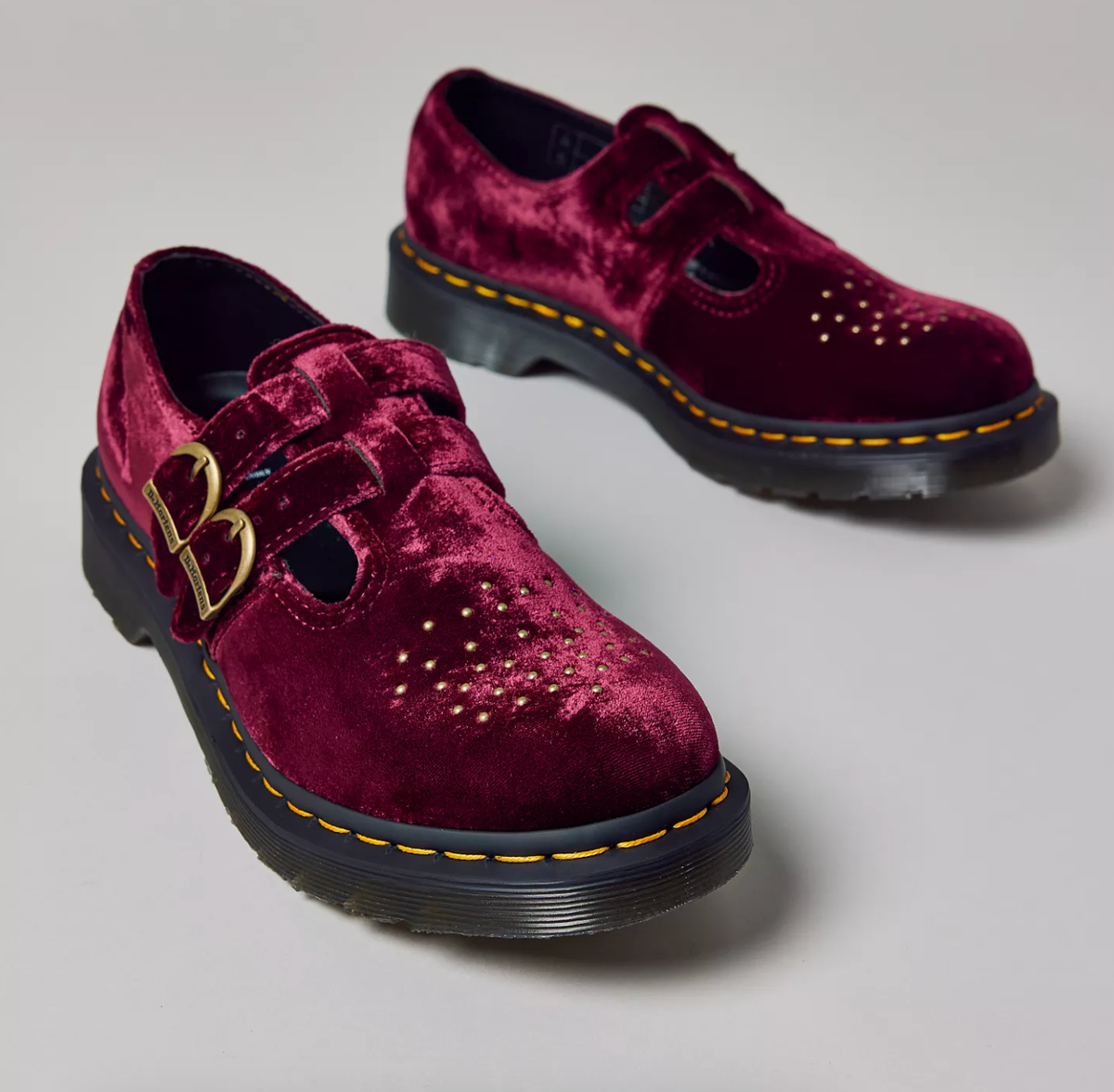 Dr. Martens Vegan 8065 Mary Jane Sandals Shoes in Velvet Cherry Red
