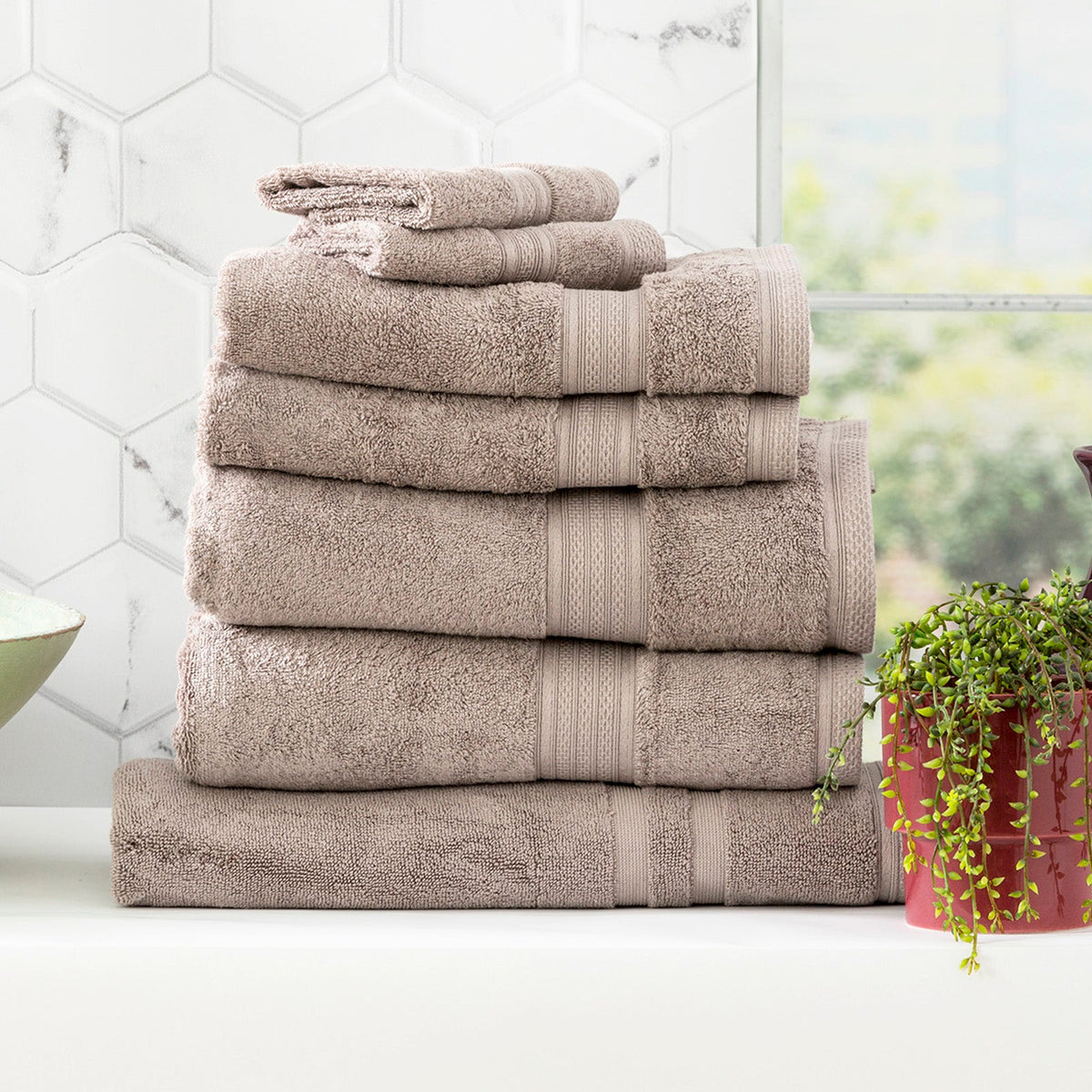 Renee Taylor Stella 650 GSM Bamboo Cotton Bath Towel Set - Pewter (2 to 14 Piece Packs)