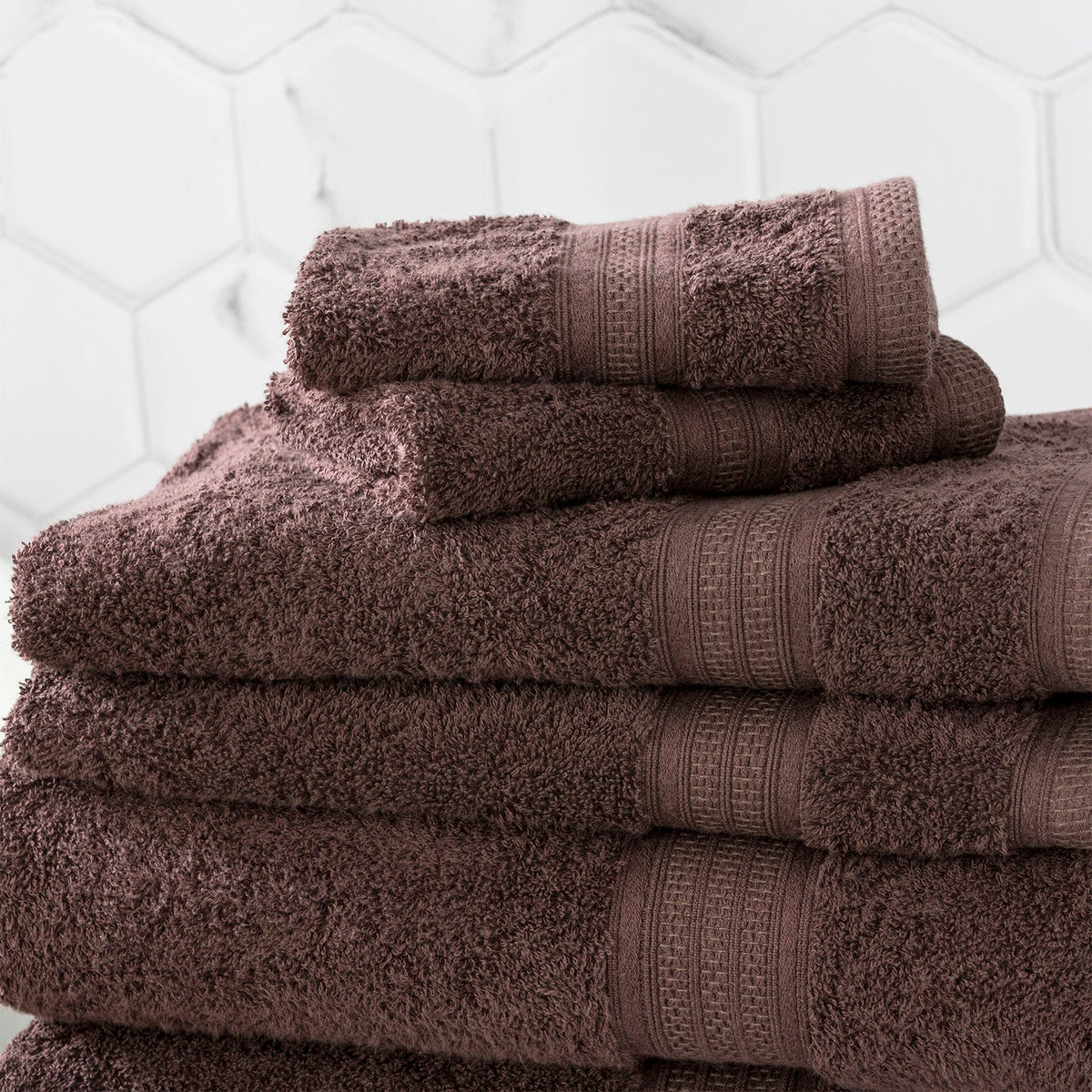 Renee Taylor Stella 650 GSM Bamboo Cotton Towels - Cocoa (Bath, Hand & Face Towel/Bath Sheet & Bath Mat)