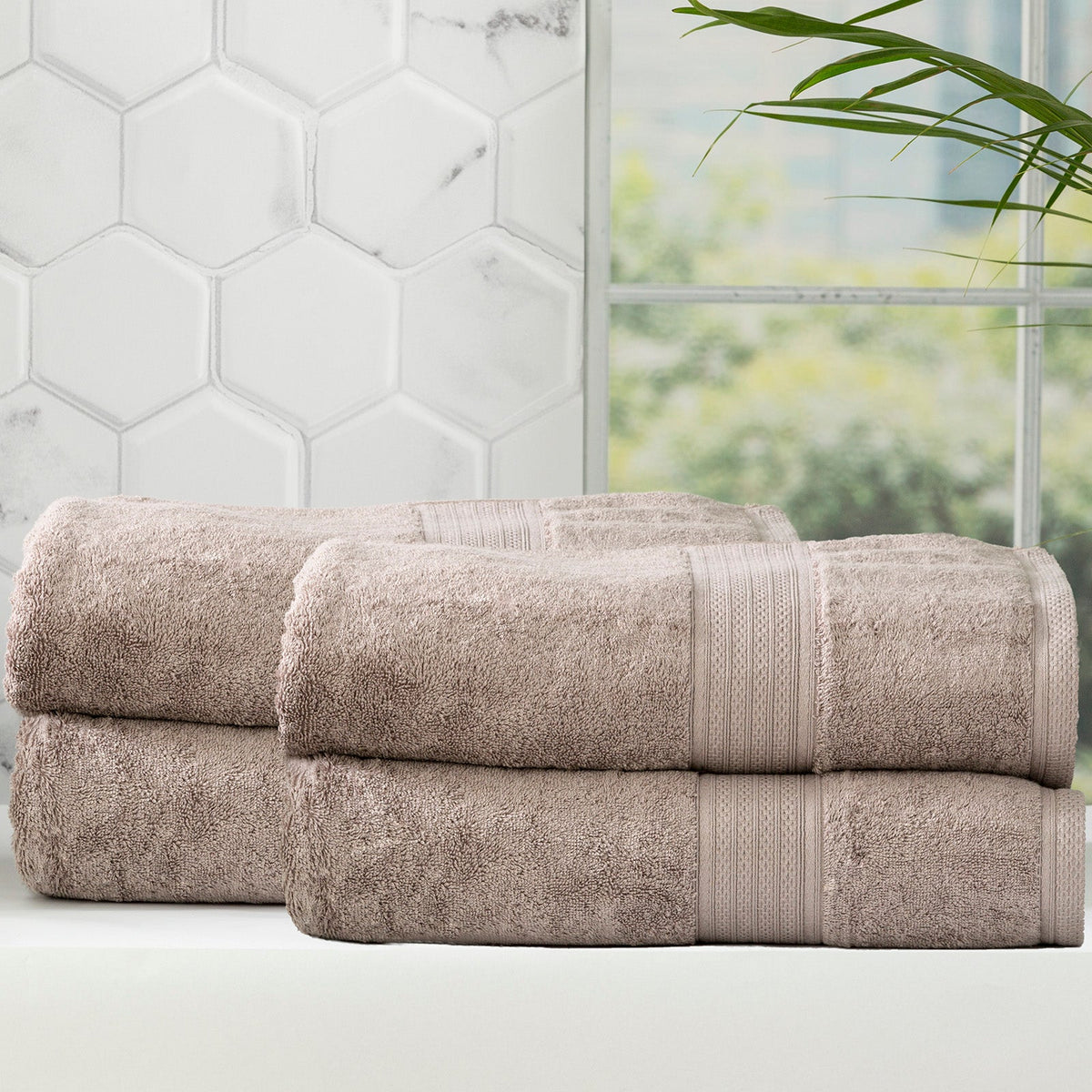 Renee Taylor Stella 650 GSM Bamboo Cotton Bath Towel Set - Pewter (2 to 14 Piece Packs)