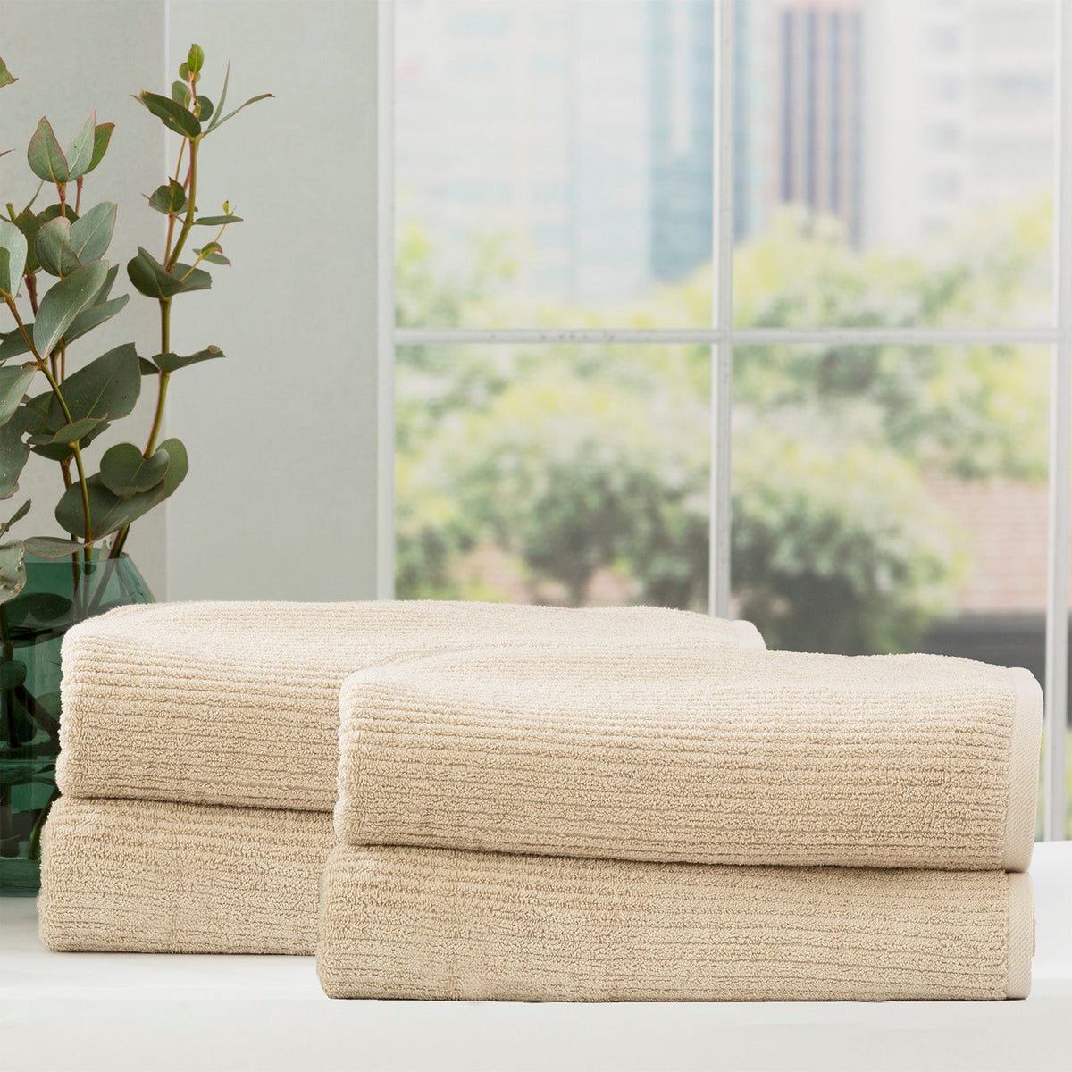 Renee Taylor Cobblestone 650 GSM Ribbed Cotton Bath Towel Set - Stone (2 to 14 Piece Packs)