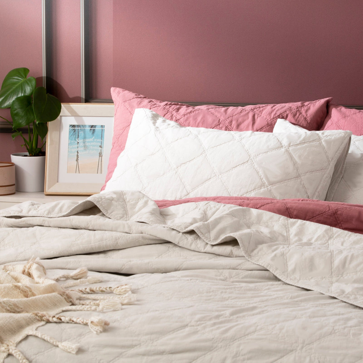 Renee Taylor Attwood Stonewashed Cotton Quilted Coverlet Set - Dove (OEKO-TEX Certified Bedspread)