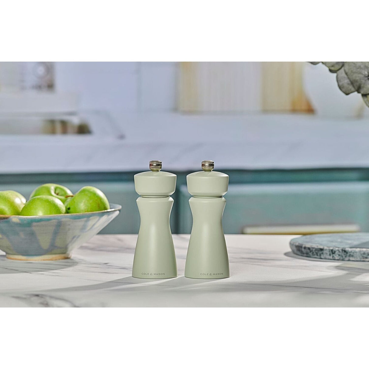 Cole & Mason Kenton Salt & Pepper Mill 15cm Rubberwood Ceramic Grinder - Sage