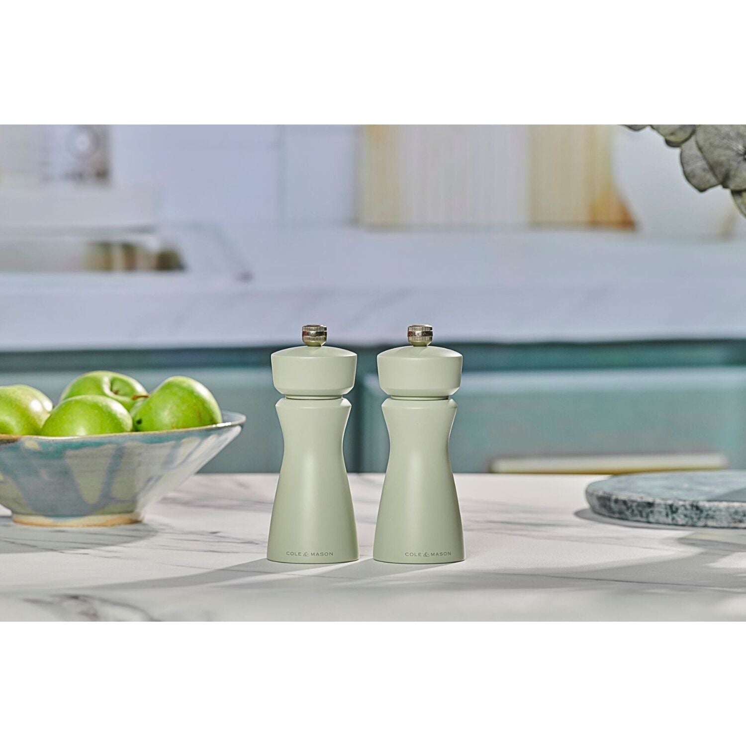 Cole & Mason Kenton Salt & Pepper Mill 15cm Rubberwood Ceramic Grinder - Sage