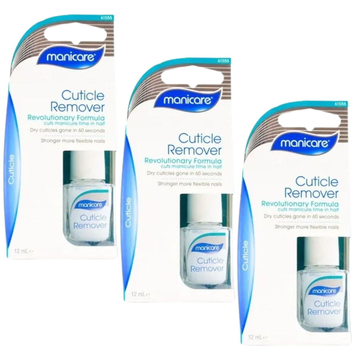 3x Manicare 12ml Cuticle Remover Flexible Nail Manicure Pedicure Grooming, White