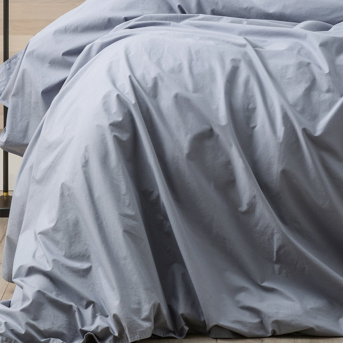 Renee Taylor Helena 300TC Stonewashed Cotton Percale Quilt Cover Set - Dusty Blue (Vintage Wash)
