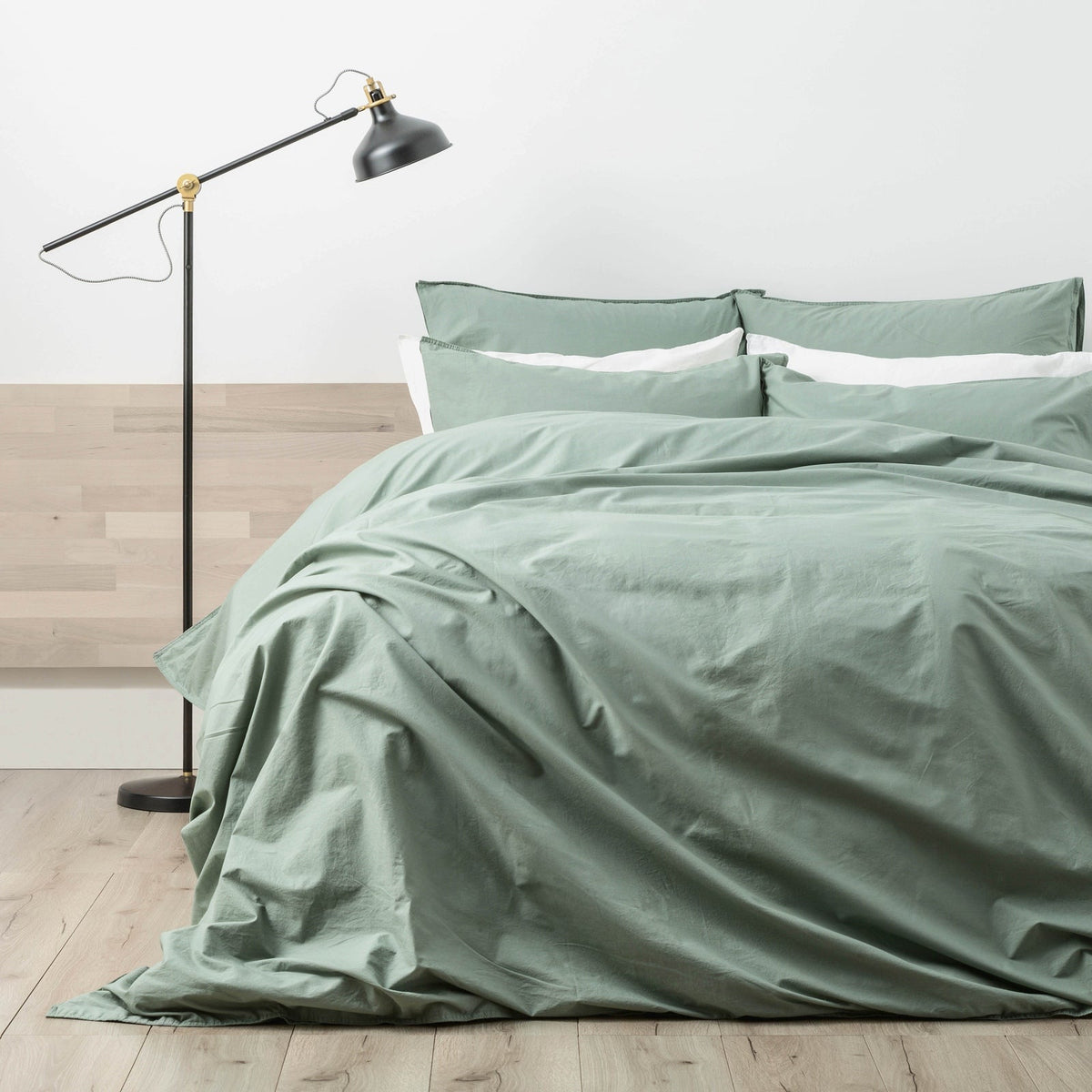 Renee Taylor Helena 300TC Stonewashed Cotton Percale Quilt Cover Set - Cactus (Vintage Wash)