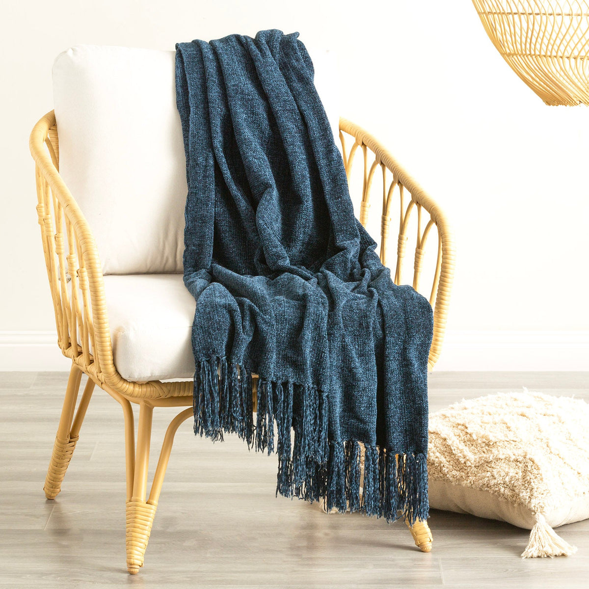 Renee Taylor Newland Chenille Decorative Throw Blanket - Opal (130 x 170cm)