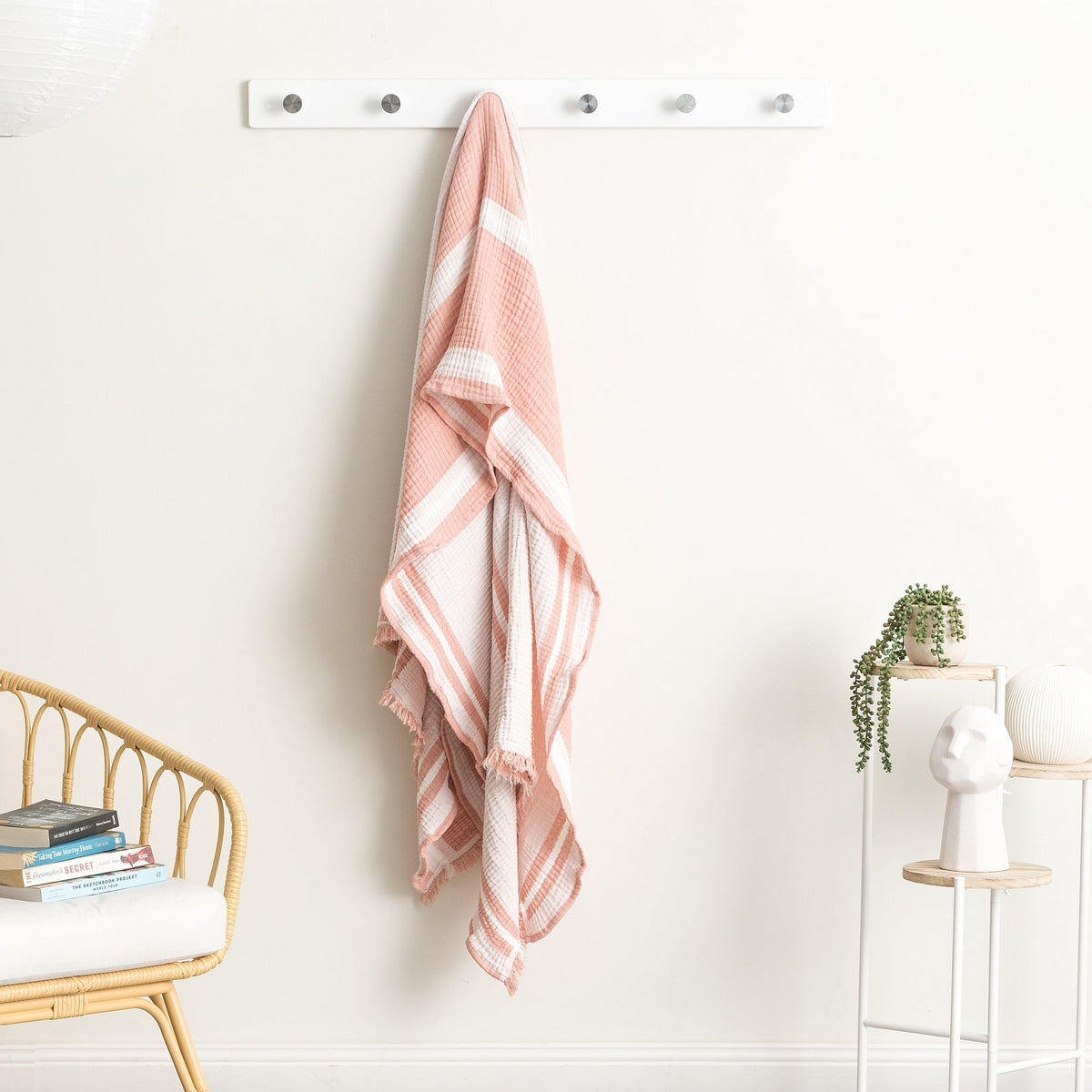 Renee Taylor Ray Striped Vintage Washed Cotton Decorative Throw Blanket - Mystic (130 x 200cm)