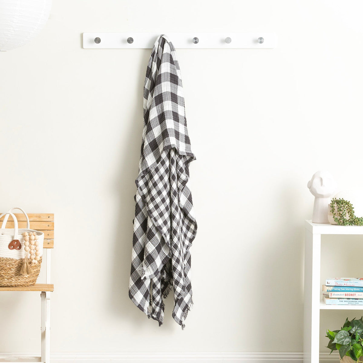 Renee Taylor Atlantic Reversible Vintage Washed Cotton Decorative Throw Blanket - Ash (130 x 200cm)
