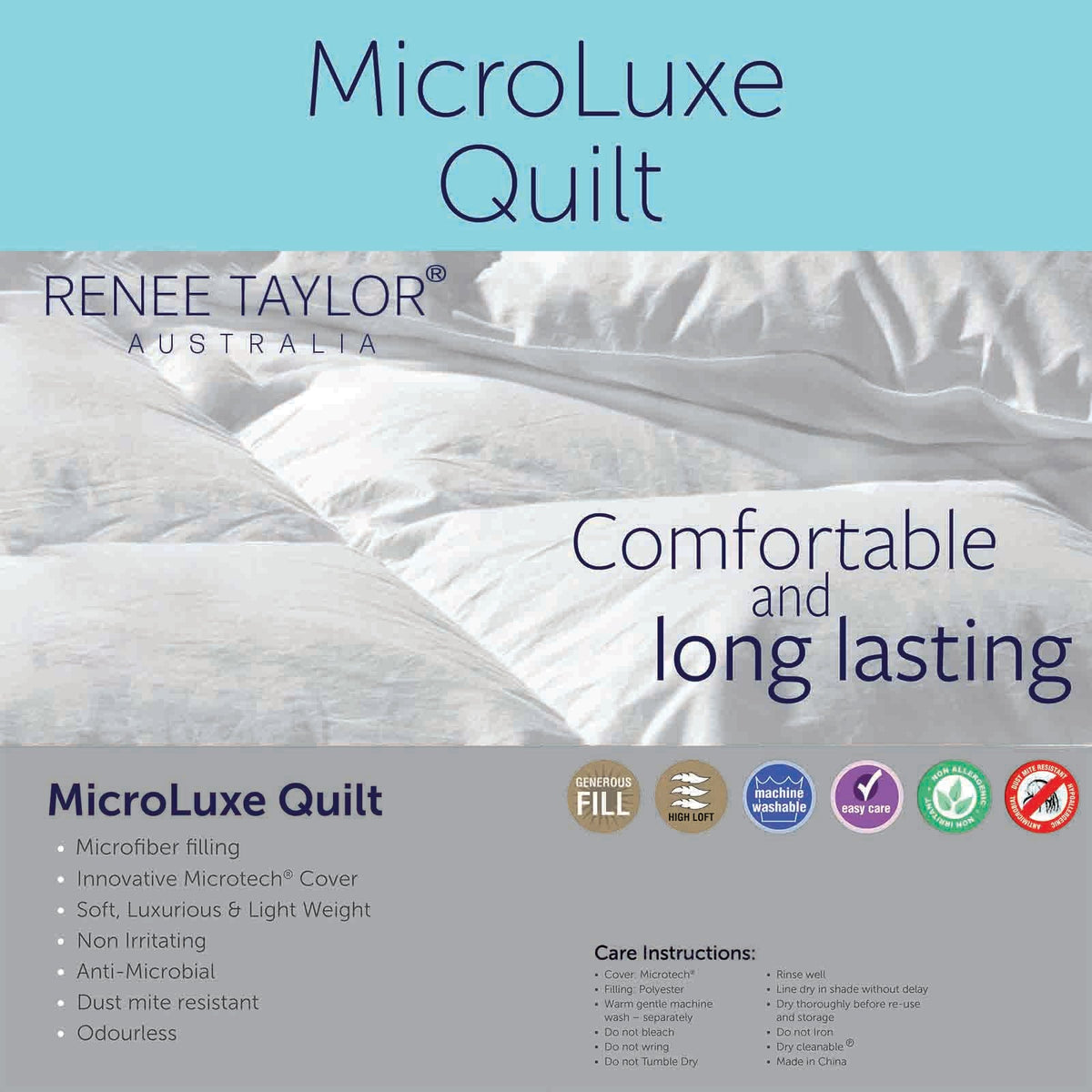 Renee Taylor Microluxe Down Alternative Quilt (600 GSM Microfibre Fill)