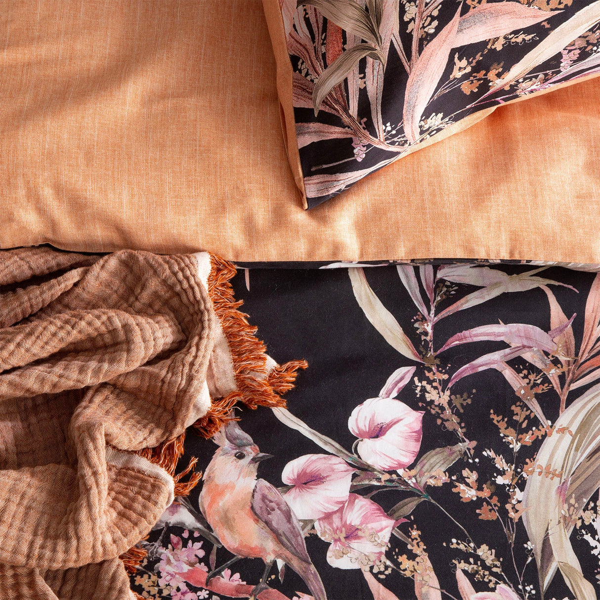 Renee Taylor Grevillea 300TC Cotton Reversible Quilt Cover Set - Onyx (OEKO-TEX Certified)