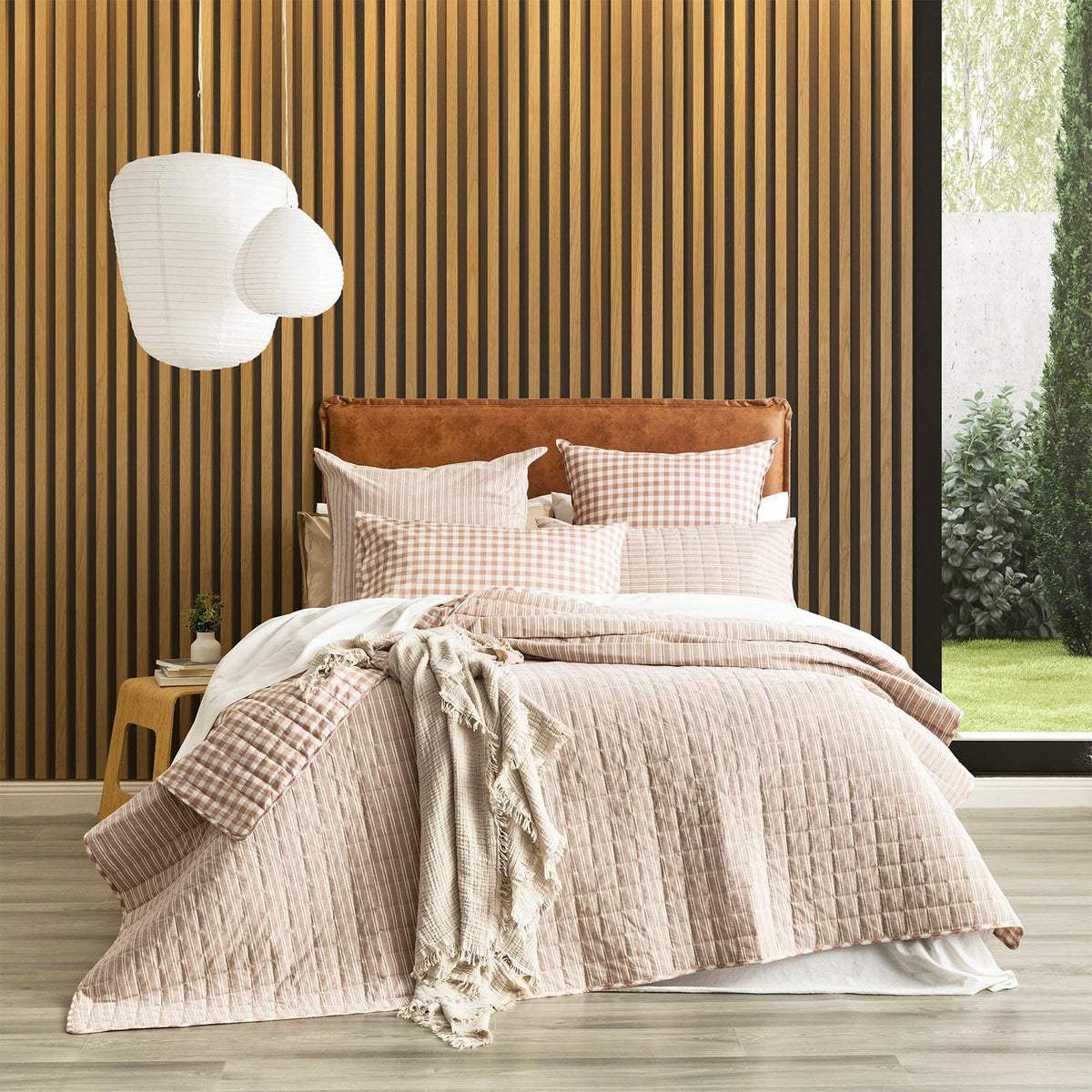 Renee Taylor Alison Yarn Dyed Cotton Reversible Quilted Coverlet Set - Clay (OEKO-TEX Certified Bedspread)