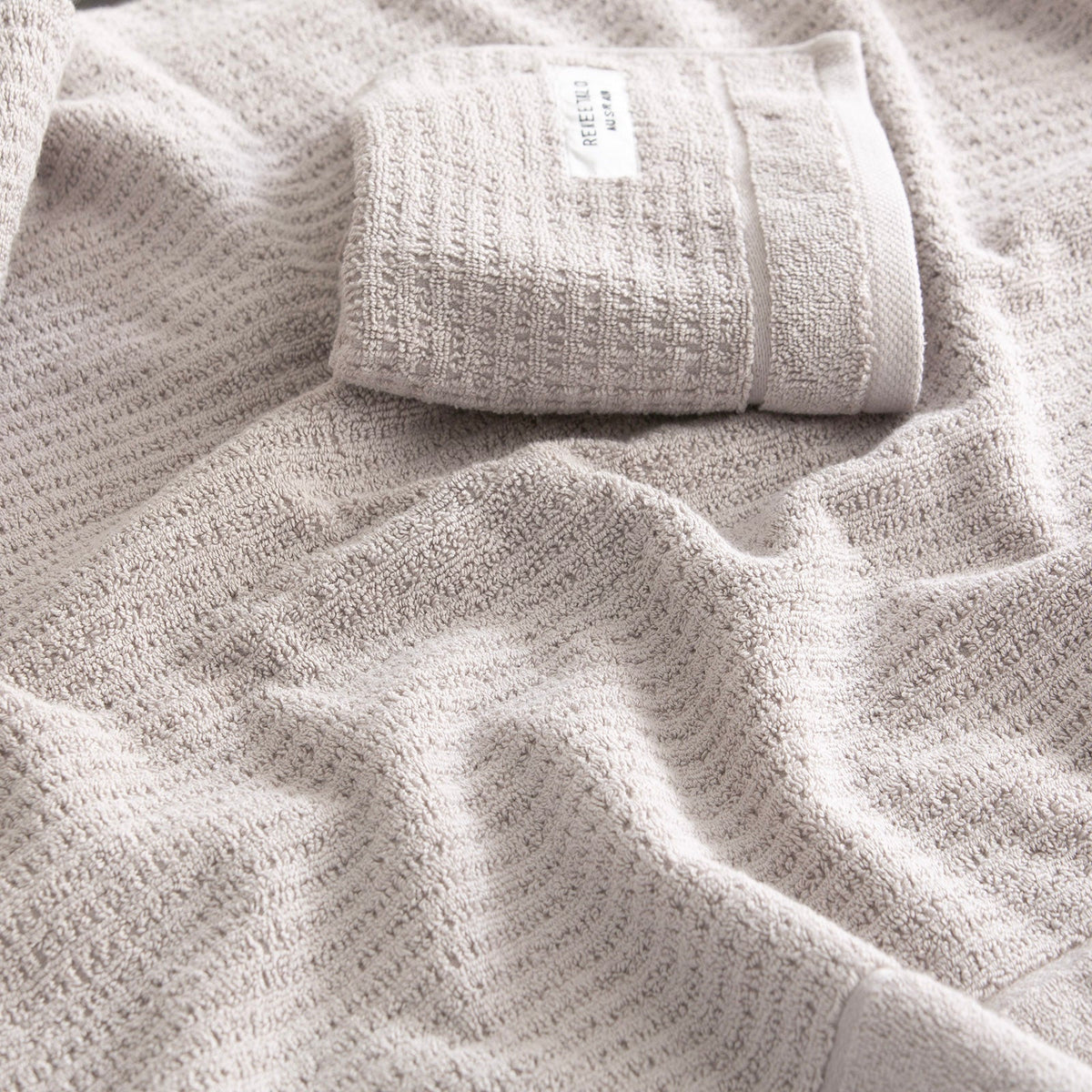 Renee Taylor Cambridge 650 GSM Waffle Cotton Towels - Pumice Stone (Bath, Hand & Face Towel/Bath Sheet & Bath Mat)