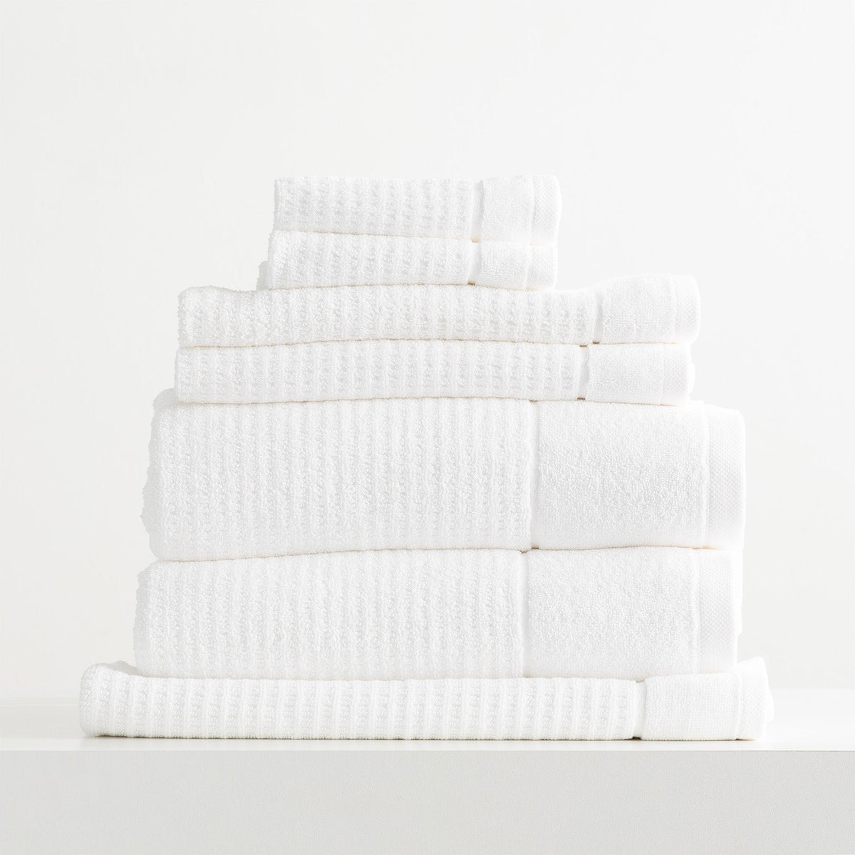 Renee Taylor Cambridge 650 GSM Waffle Cotton Bath Towel Set - Snow (2 to 14 Piece Packs)