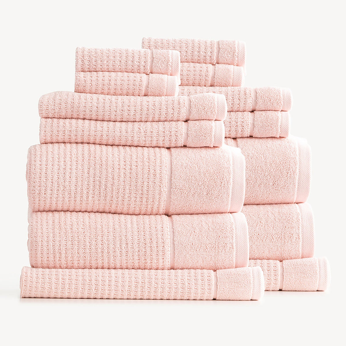 Renee Taylor Cambridge 650 GSM Waffle Cotton Bath Towel Set - Primrose (2 to 14 Piece Packs)