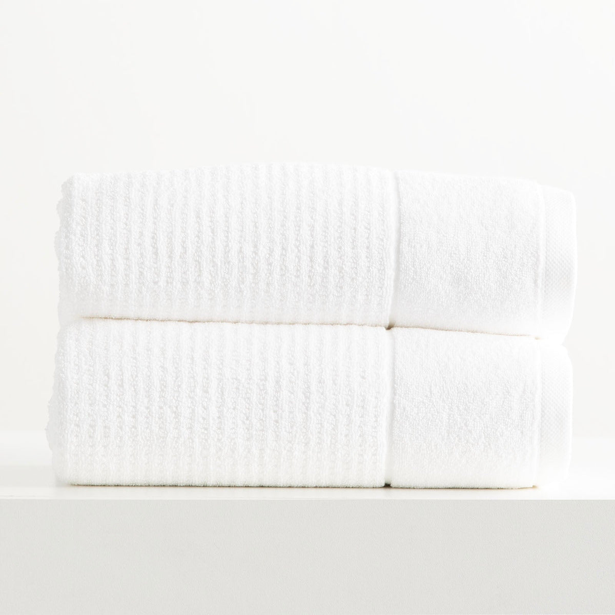 Renee Taylor Cambridge 650 GSM Waffle Cotton Bath Towel Set - Snow (2 to 14 Piece Packs)