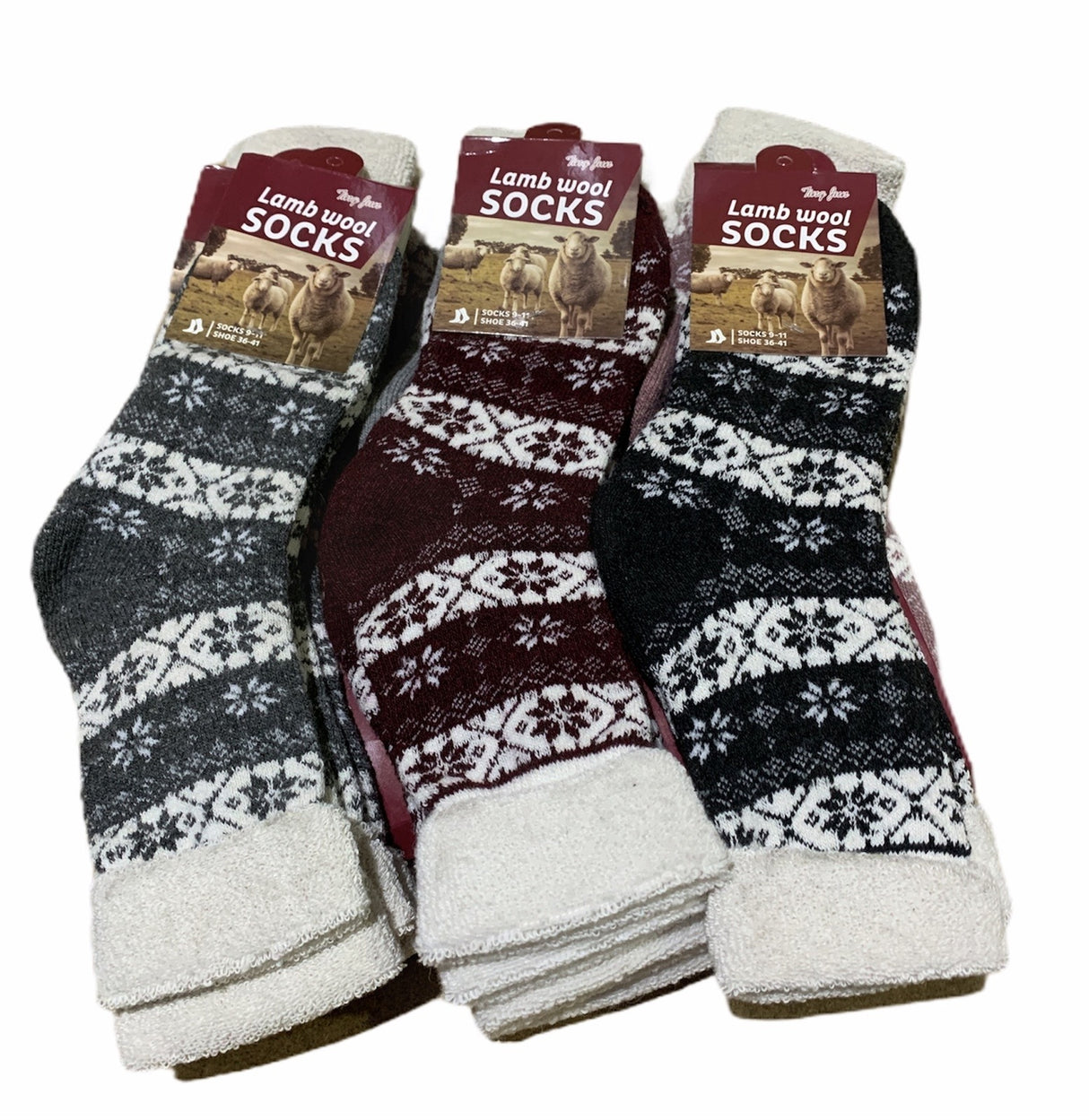 12 Pairs Womens Lambs Wool Socks Bulk Pack - Extra Warm Soft Winter Thermal Socks