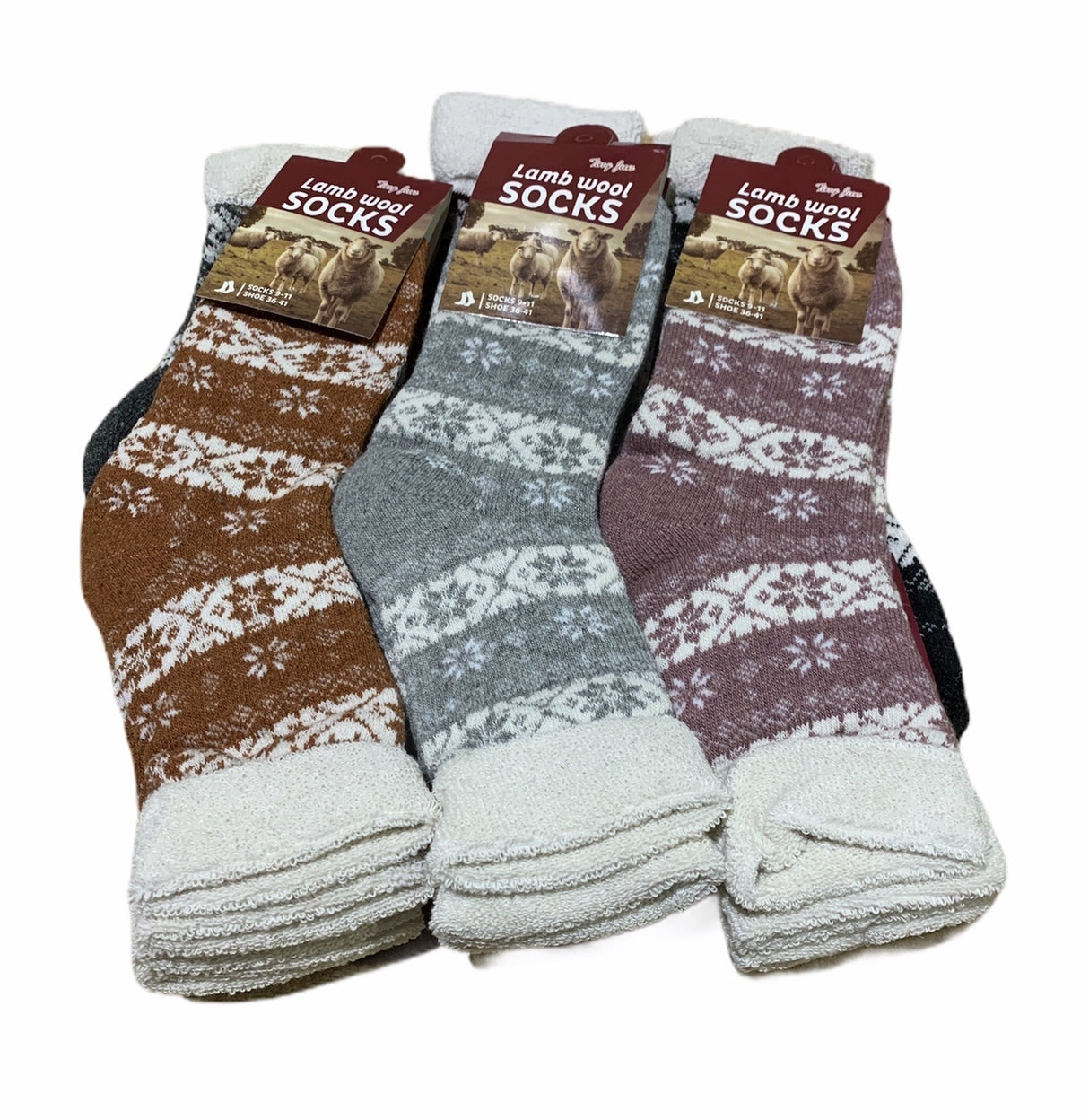 12 Pairs Womens Lambs Wool Socks Bulk Pack - Extra Warm Soft Winter Thermal Socks