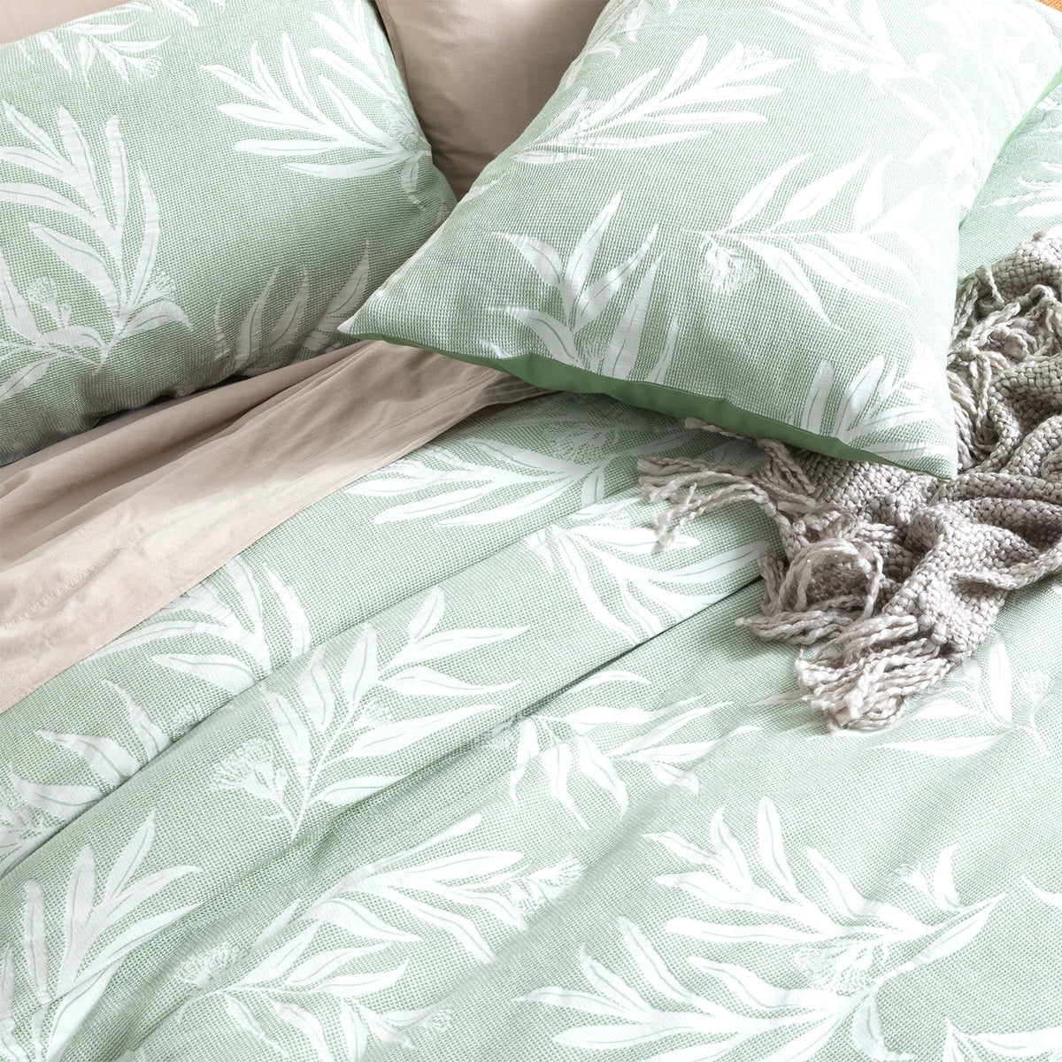 Renee Taylor Native Floral Cotton Jacquard Quilt Cover Set - Juniper (OEKO-TEX Certified)