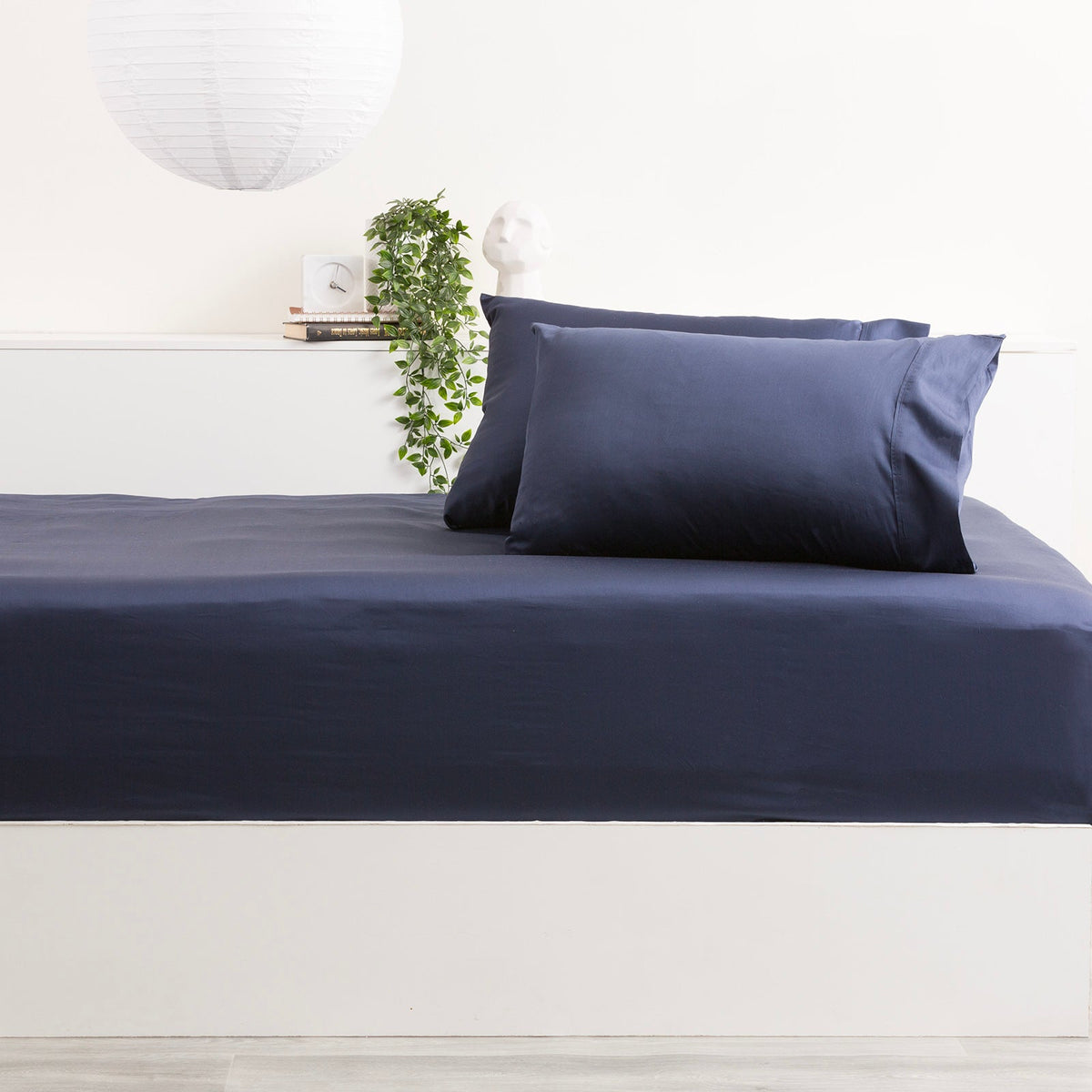 Park Avenue 500TC Natural Bamboo Cotton Kids Fitted Sheet & Pillowcase Set - Indigo (Anti-Wrinkle Satin Finish)