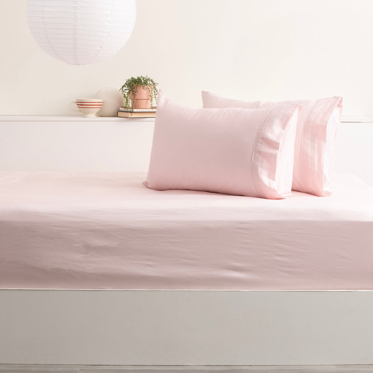 Park Avenue 500TC Natural Bamboo Cotton Kids Fitted Sheet & Pillowcase Set - Peach (Anti-Wrinkle Satin Finish)
